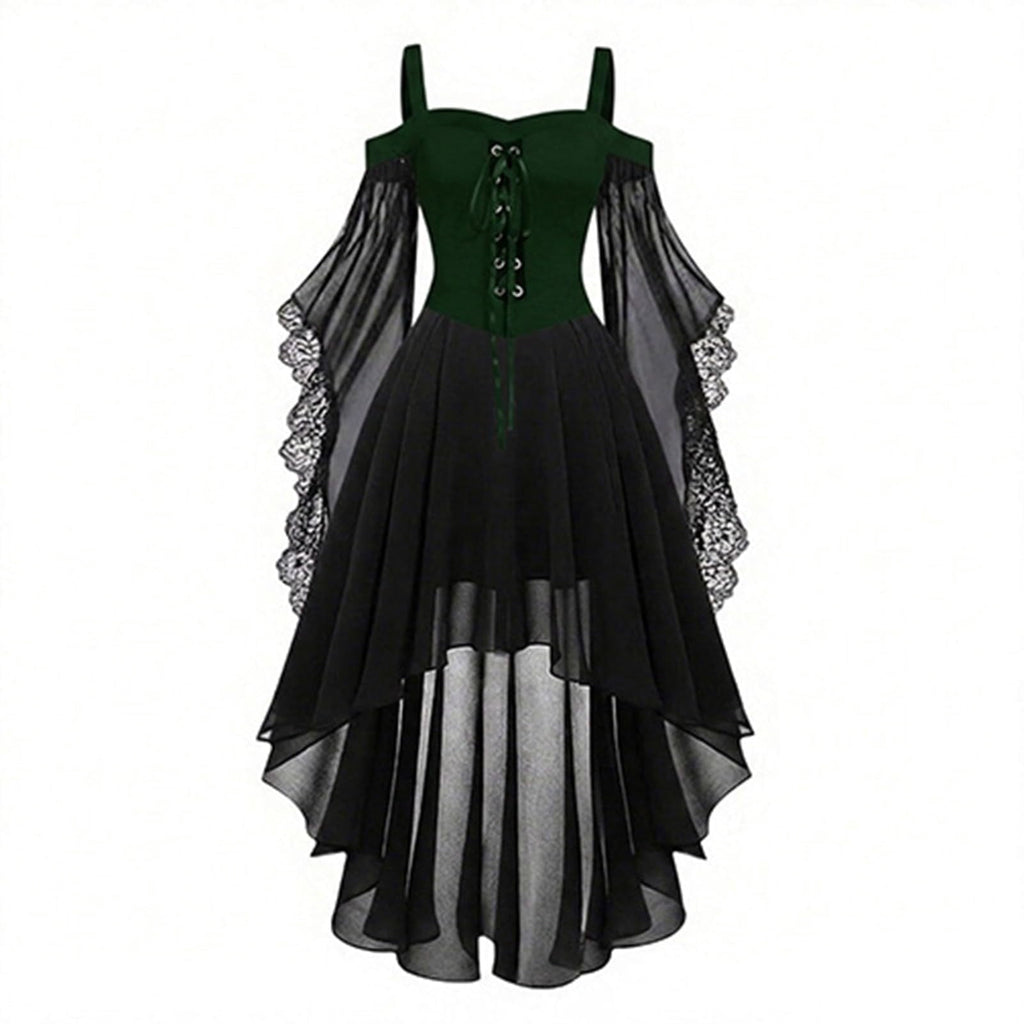 Witch Dress Women 2026 Halloween Costumes Woman Adults Medieval Vampire Butterfly Sleeve Mesh Gothic Outfits Red S