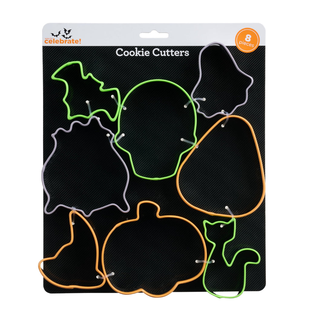 Way To Celebrate 8-Piece Stainless Cookie Cutters, Orange, Green, Purple