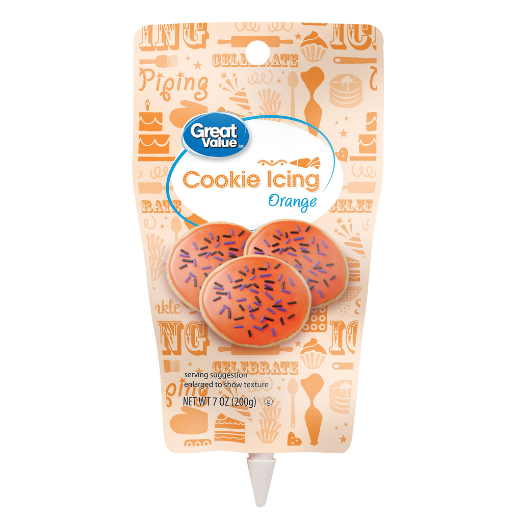 Great Value Cookie Icing, Orange, 7 oz