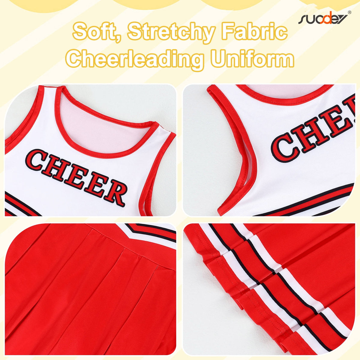 SUOSDEY Girls Cheerleader Costume Outfit Set,Kids Sleeveless Cheerleading Uniform for Party Birthday Halloween