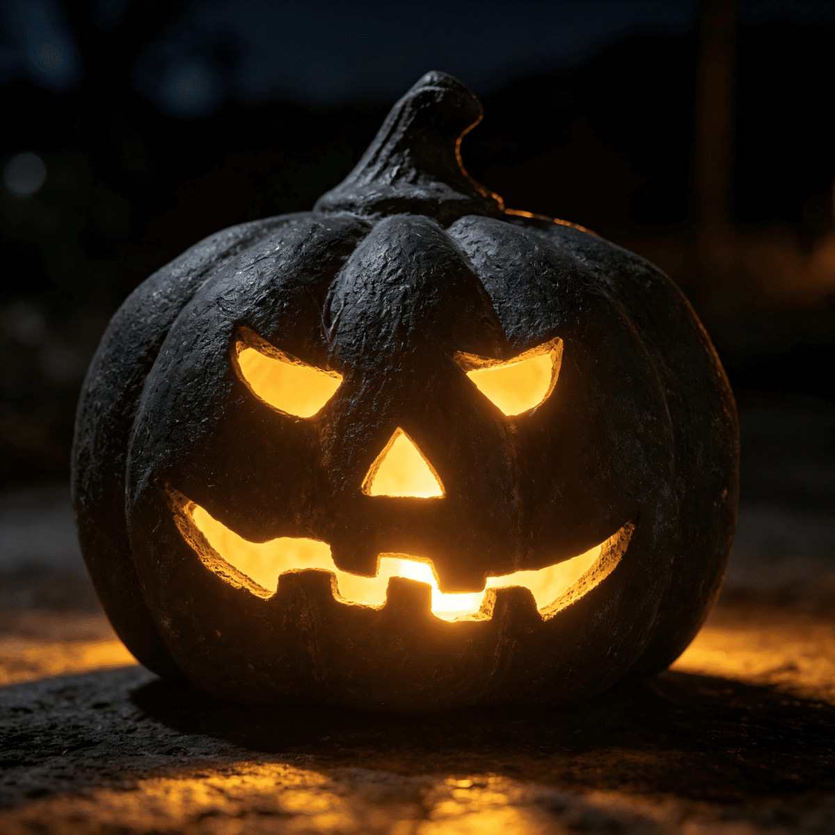 Halloween Decorations - 9.8" Black Handmade Resin Jack O Lantern Pumpkin Fall Decor, Indoor Outside Gothic Festival House Centerpiece Decoration for Table Garden Living Room Mantel