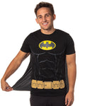 DC Comics Men's Batman Costume Shirt With Detachable Cape Classic Bat Logo Batman Cosplay Tee