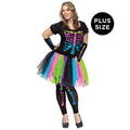 Fun World Funky Punk Bones Skeleton Halloween Fancy-Dress Costume for Adult, Women's Plus XL