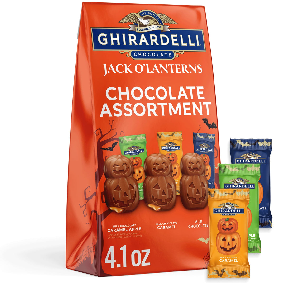 GHIRARDELLI Jack O' Lanterns Chocolate Assortment, 4.1 oz Bag