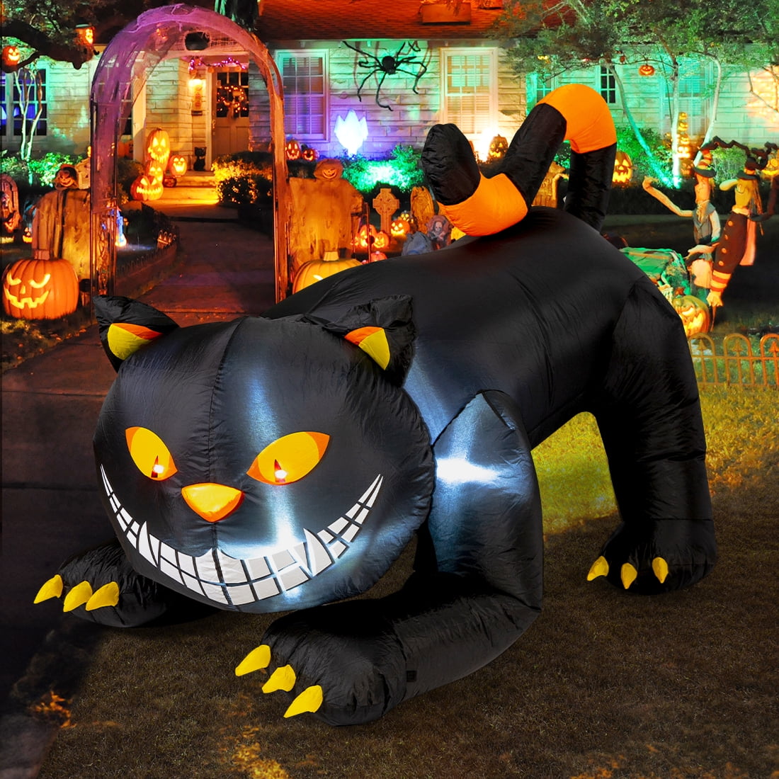 GOOSH Halloween Inflatable 6 FT Black Cat Inflatable Moving Head, Scary Halloween Decorations Black Cat with LED Lights Built-in, Halloween Outdoor Decorations Clearance for Holiday/Party/Yard/Garden