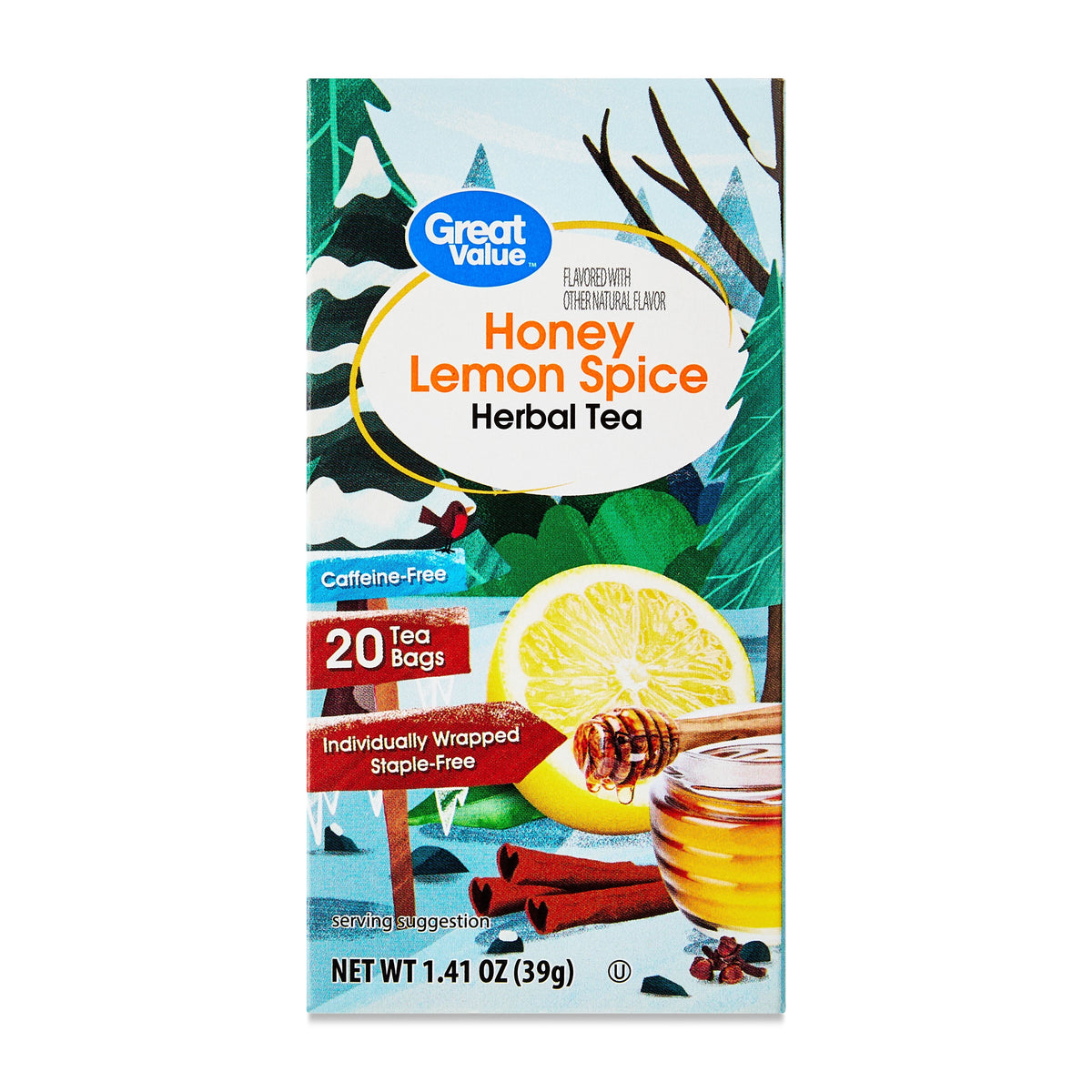 Great Value Honey Lemon Spice Herbal Tea Bags, 1.41 oz, 20 Count