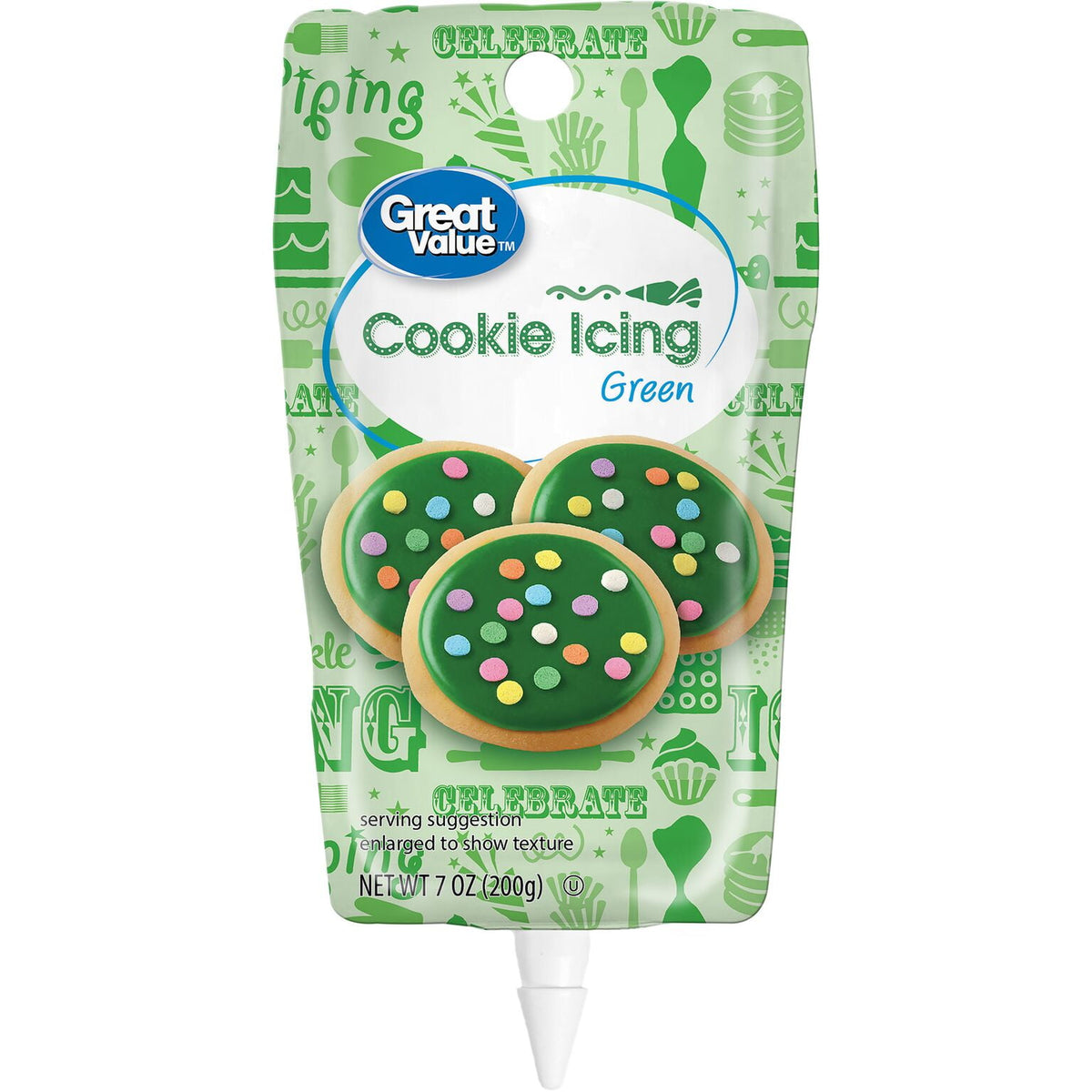 Great Value Cookie Icing, Green, 7 oz