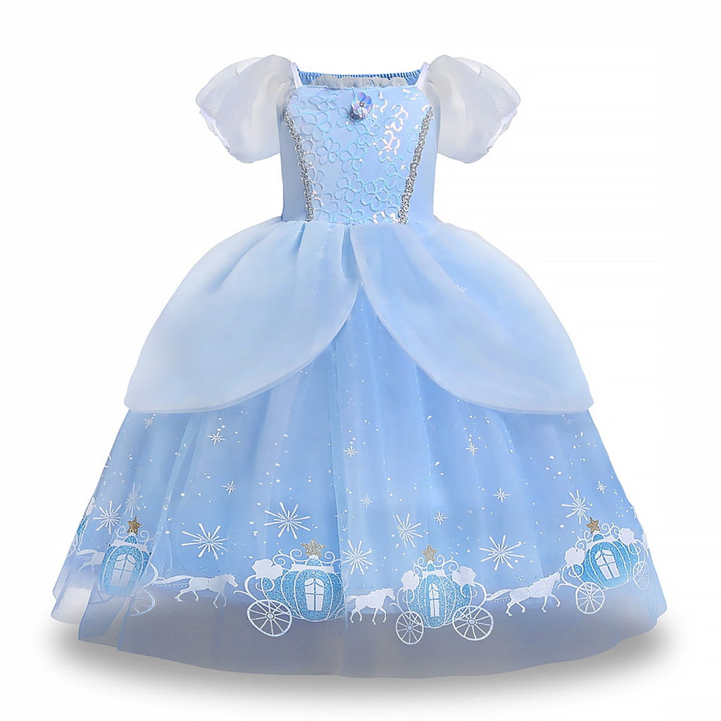 HAWEE Girls Princess Costume Dress, Butterfly Tulle Long Ball Gown with Accessories, Birthday Party & Halloween Costume Age 2-7 Years
