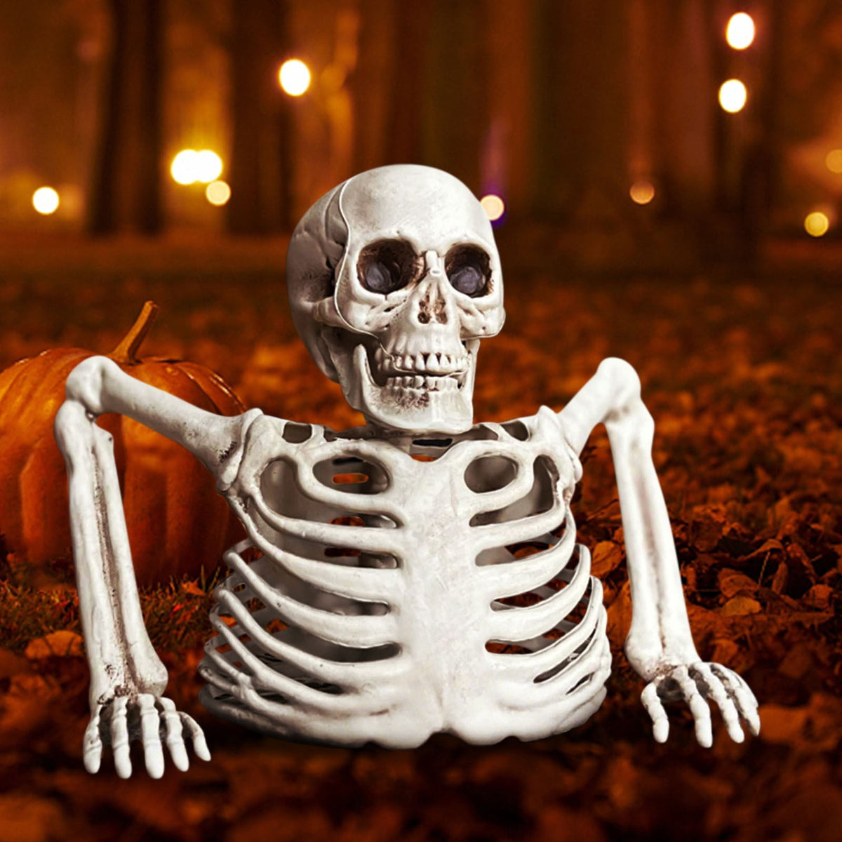 Halloween Decoration Under $10 Tabletop White Plastic Half Skeleton Halloween Prop Decoration