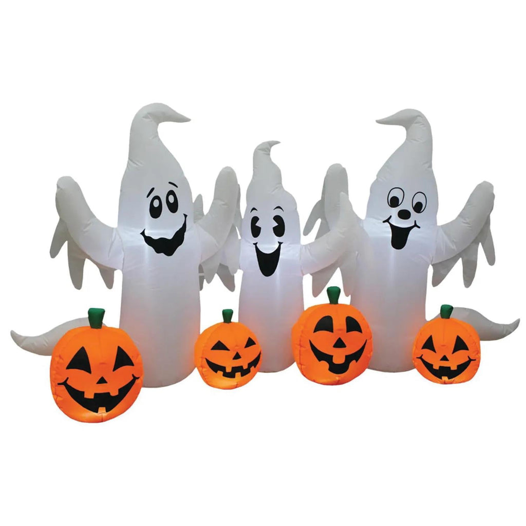 Halloween Express 8 ft Inflatable Ghosts with Pumpkin Decoration