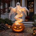 Halloween Garden Stake Lights Solar Stake Light Outdoor Solar Light Ghost Pumpkin Yard Decoration Waterproof Garden Ornament for Lawn Pathway Holiday Landscape Display