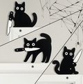Halloween Wall Decorations Set of 3 Cat-8.6" Black Cat Wooden Indoor Halloween Decoration for Door Cornor for Entrance Hall, Kitchen, Shelf Ultimate Door Corner Decoration