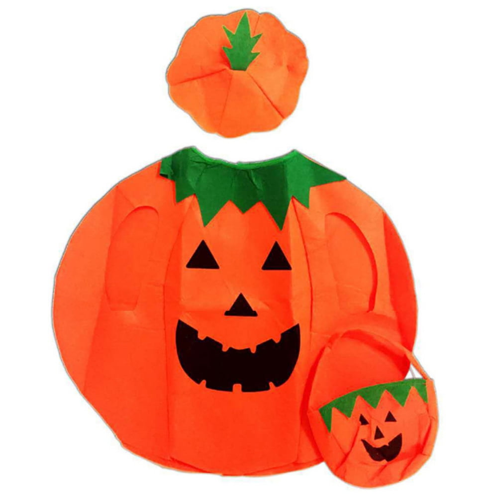 Halloween Women Men Pumpkin Costume Pumpkin Outfit Cosplay Party Clothes With A Hat,A Bag