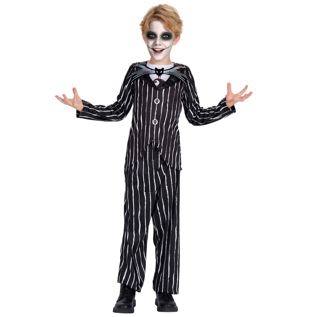 Halloween Costume for Kids Boys Christmas Jack Costume Black and White Striped Set Dress Up Outfit