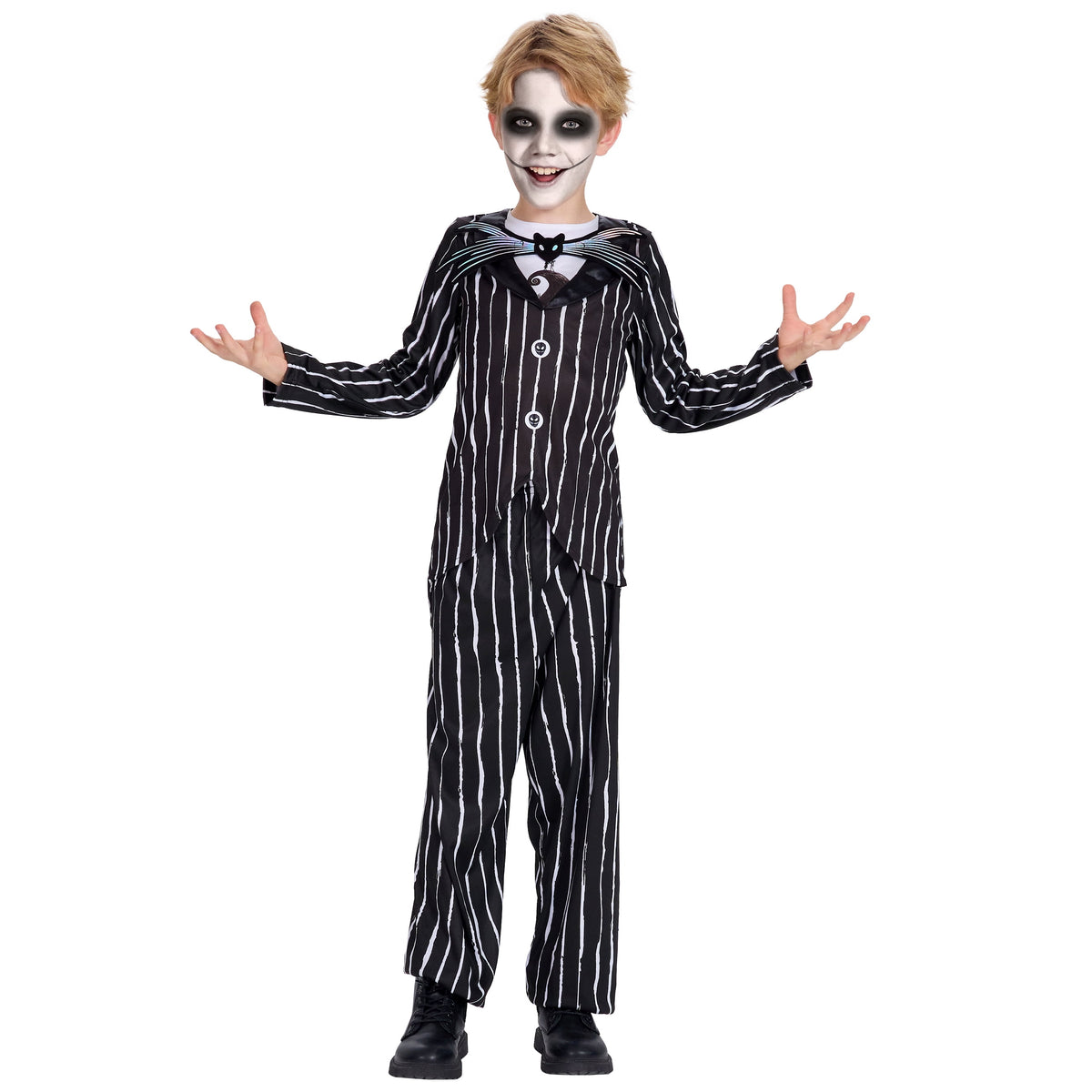 Halloween Costume for Kids Boys Christmas Jack Costume Black and White Striped Set Dress Up Outfit