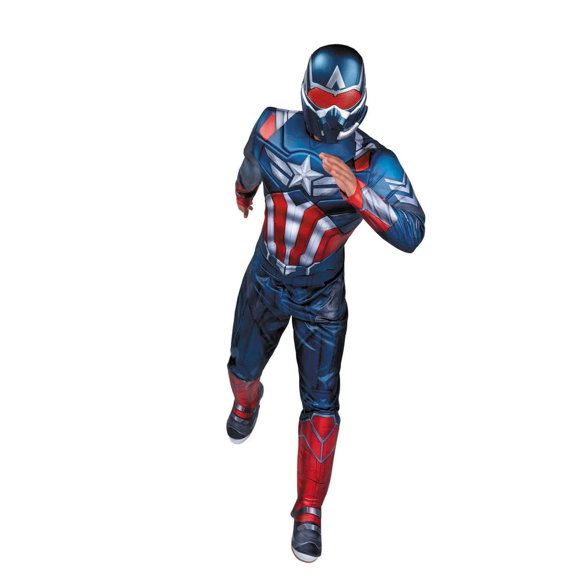 Marvel Men's Captain America Halloween Costume Jumpsuit 2pc - Red Medium