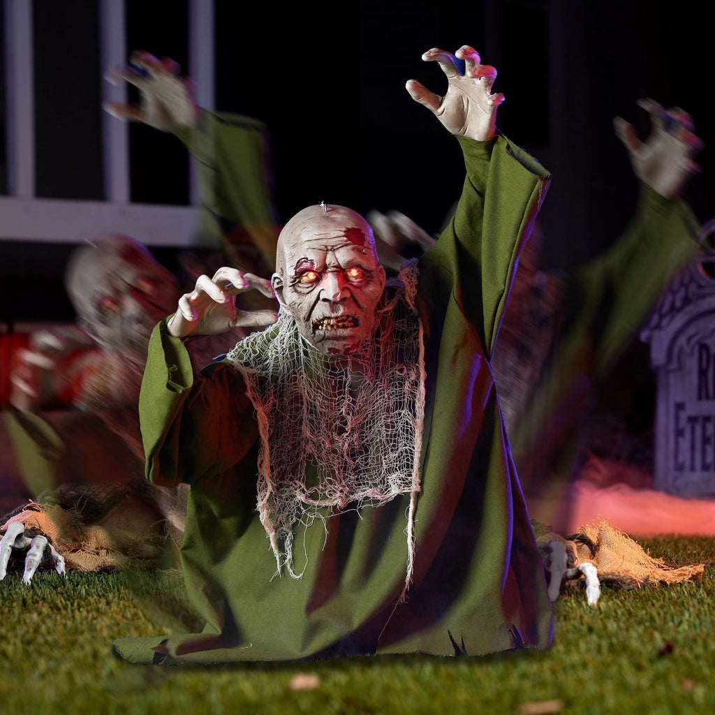 Joyfy Halloween Groundbreaker Animated Halloween Decorations Zombie with Crawling Creepy Animatronic Decorations with Movable Arms,Outdoor Scary Halloween Yard Decorations