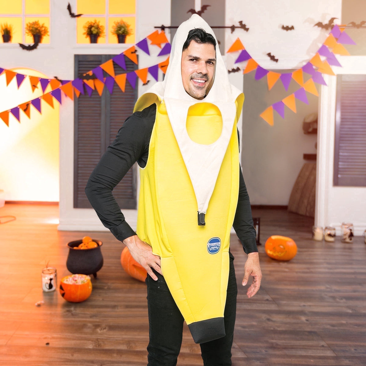 Joyfy Men's Banana Costume for Adult Funny Fruit Costume Banana Halloween Fancy-Dress Costume for Themed Party Cosplay