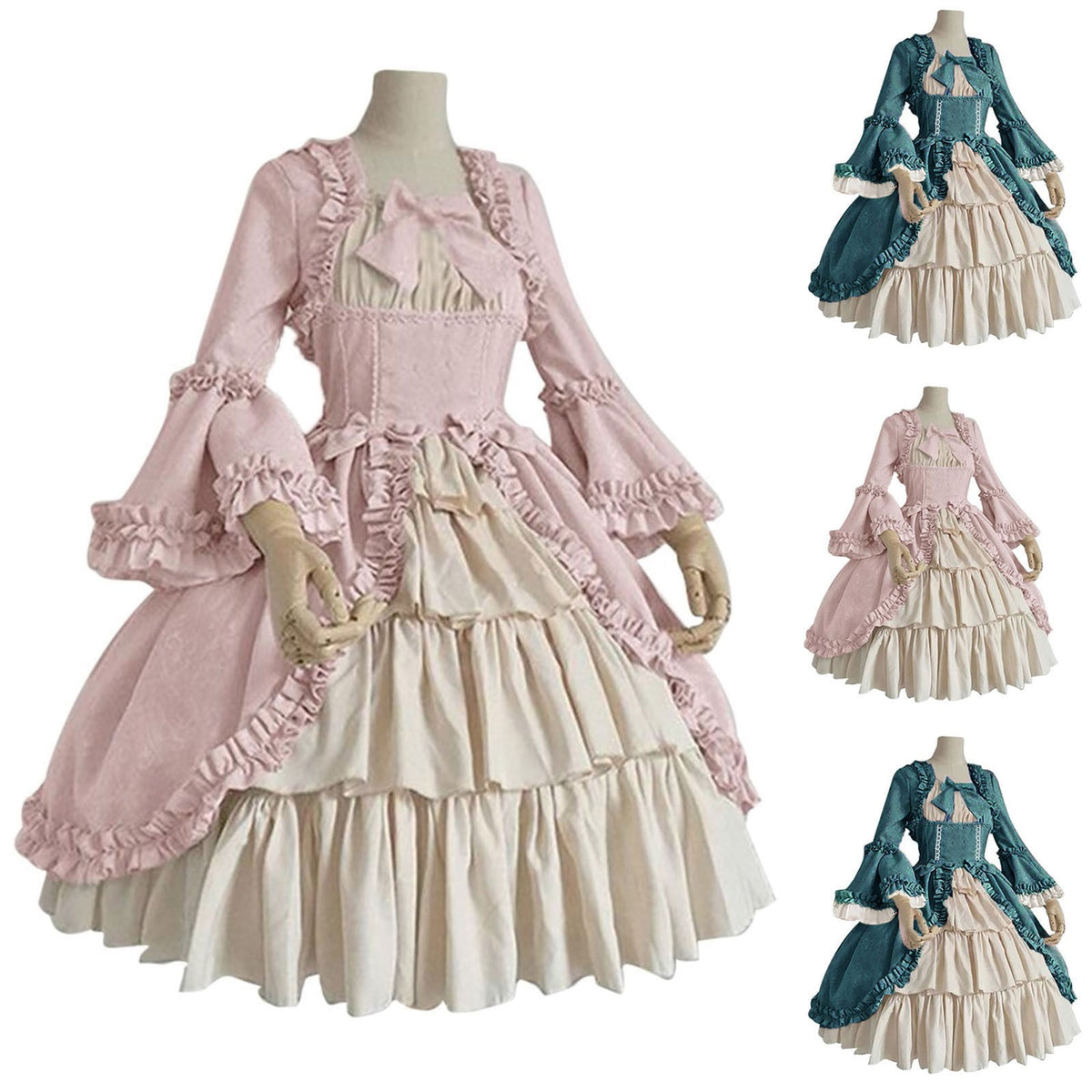 Jsaierl Womens Halloween Costumes Retro Medieval Victorian Goth Plus Size Dresses Adult Costumes Party 1800s Ball Gown Renaissance Dress