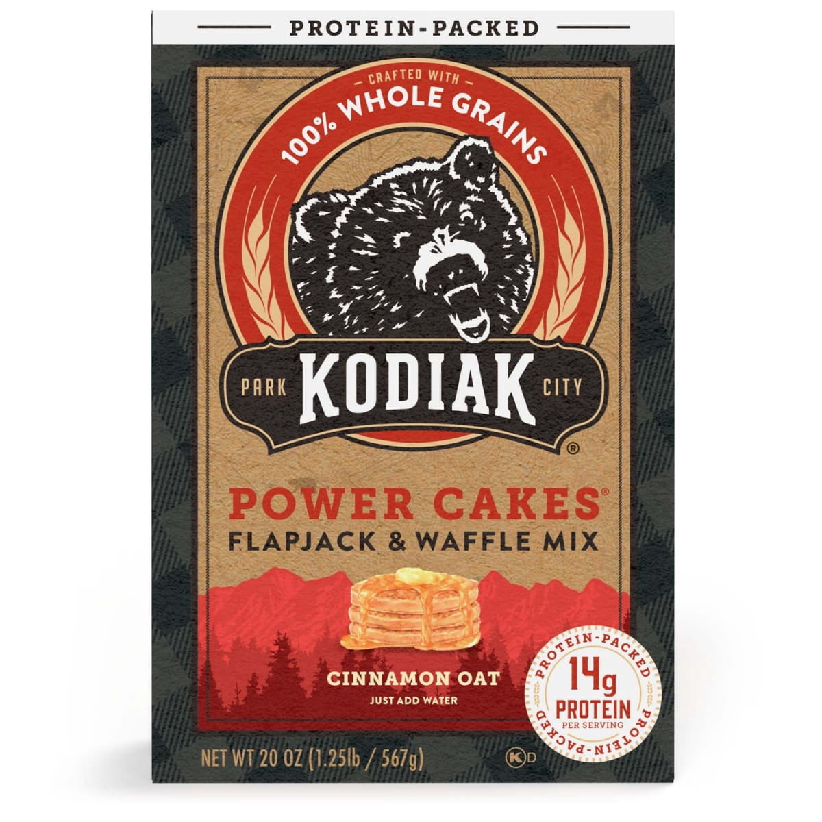 Kodiak Protein-Packed Power Cakes Cinnamon Oat Pancake and Waffle Mix, 20 oz Box