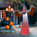 Ktaxon 12' Halloween Inflatables Outdoor Halloween Ghost Decoration with 4 LED Lights Blow up Ghost Flashing Flame
