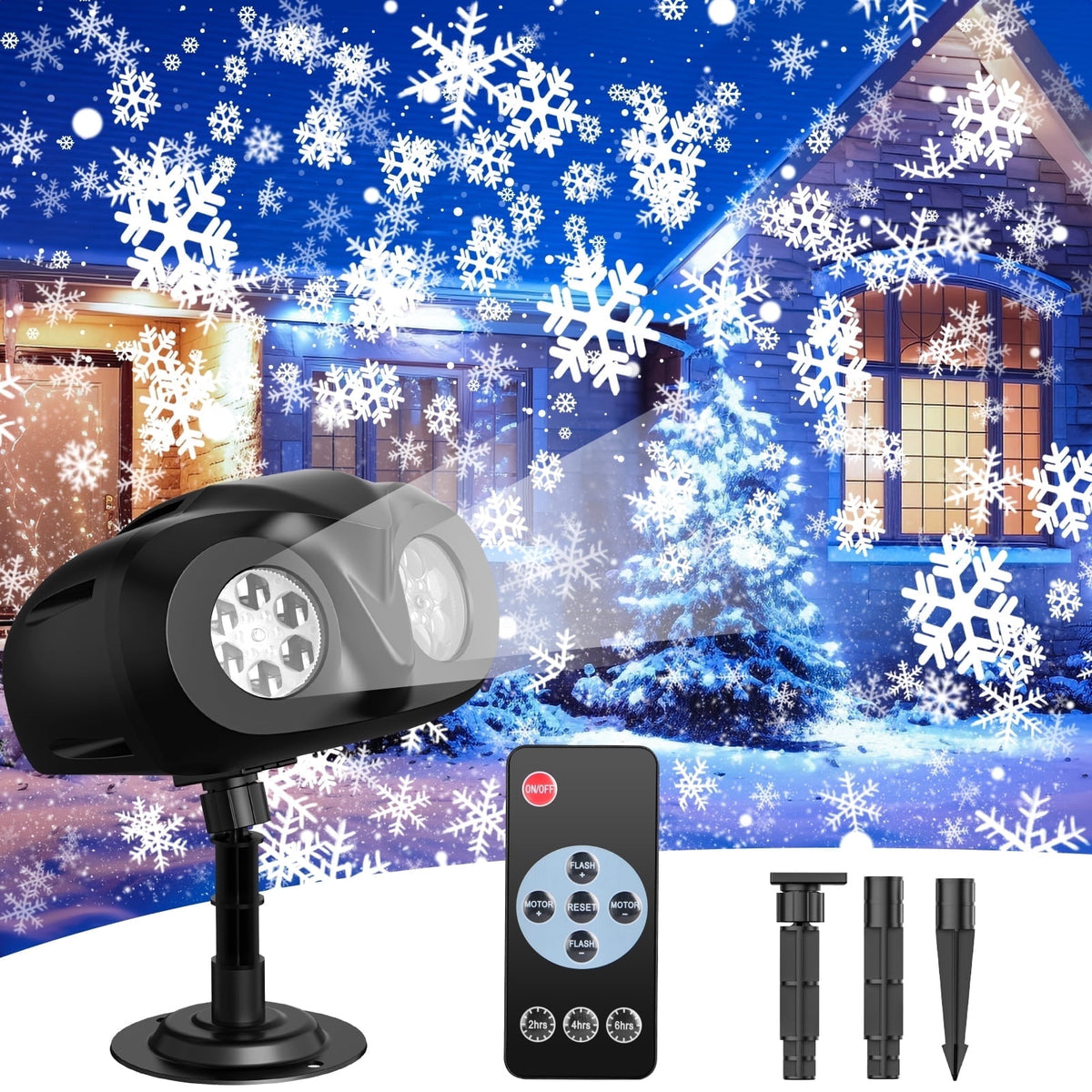 Small Owl Double-Tube Blizzard Projection light, holiday decoration ambient light, Christmas Halloween laser light, light show, waterproof function, indoor home, Christmas gift, wedding