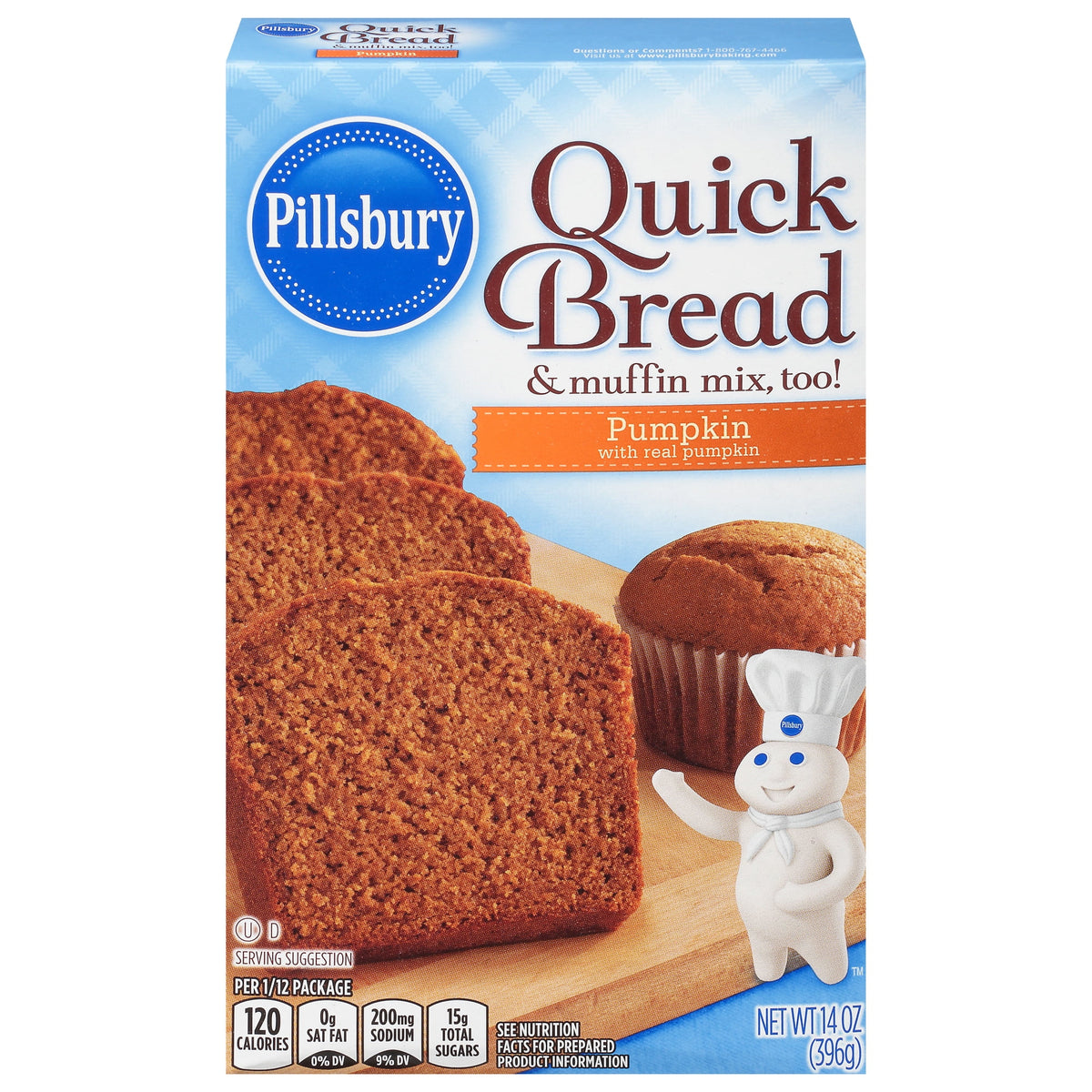 Pillsbury Pumpkin Quick Bread and Muffin Mix, 14 oz Box