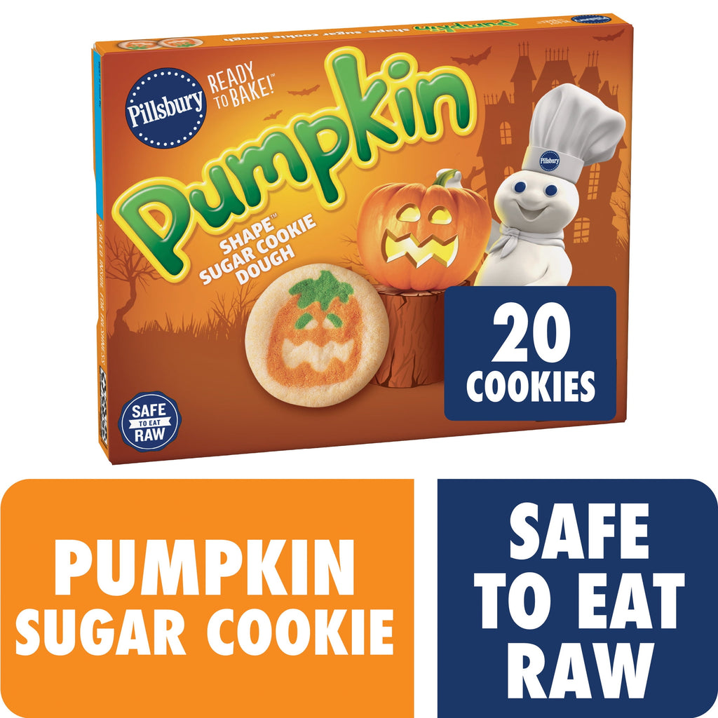 Pillsbury Ready to Bake! Pumpkin Shape Sugar Cookie Dough, 20 Cookies, 9.1 oz