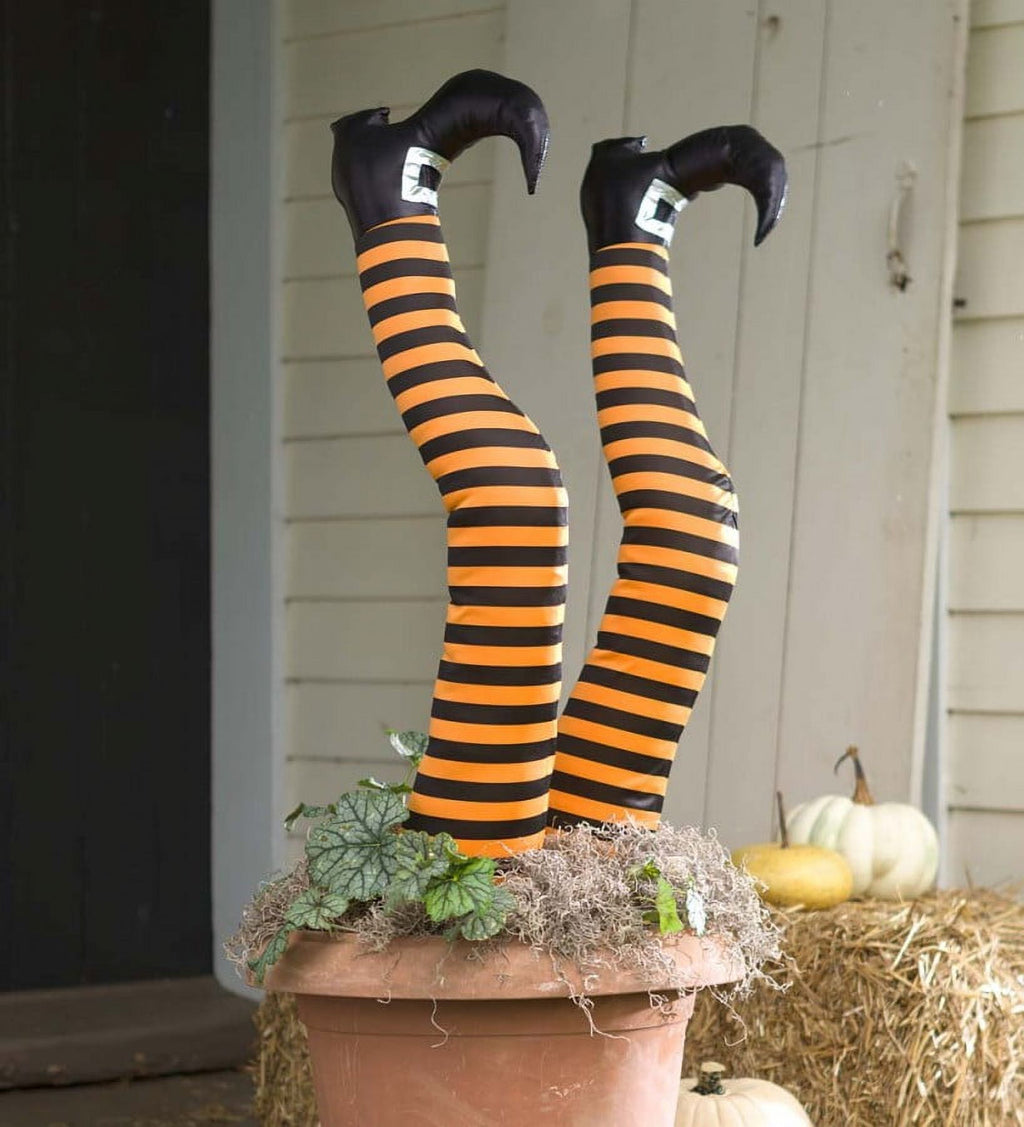 Plow & Hearth Halloween Witch Leg Stakes, Set of 2