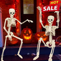 Qocolhg Halloween Posable Skeletons, Full Body Human Skeleton with Movable Joints for Halloween Haunted House Graveyard Party Scary Decor