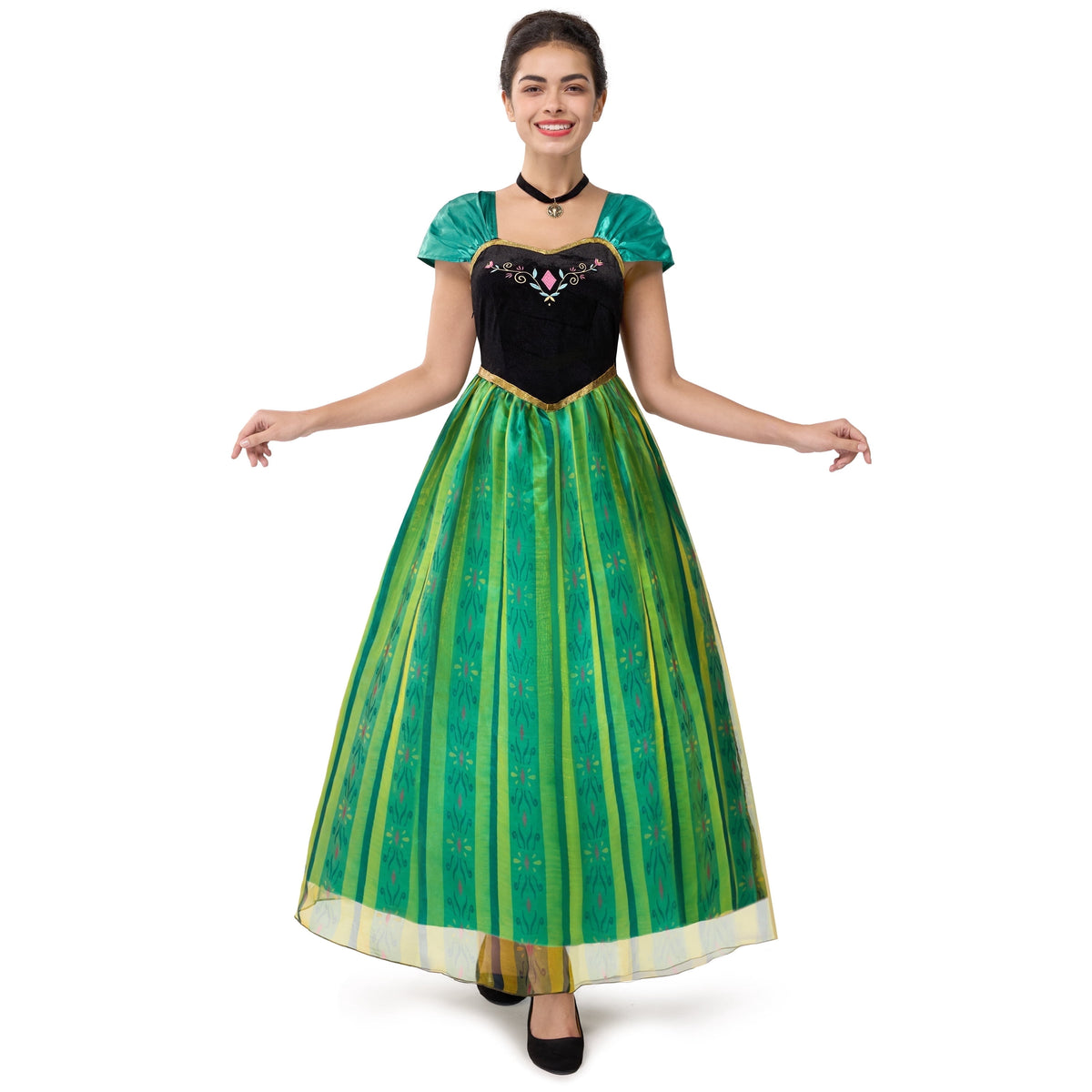 Joyfy Women Princess Costume, Green Dress Fairy for Halloween Costume Party Dress up Role Play M-XXL