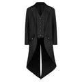 WASFDN Medieval Halloween Costumes Men's Gothic Steampunk Tailcoat Men's Medieval Victorian Jacket For Carnival Masquerade Costume,Black,XL