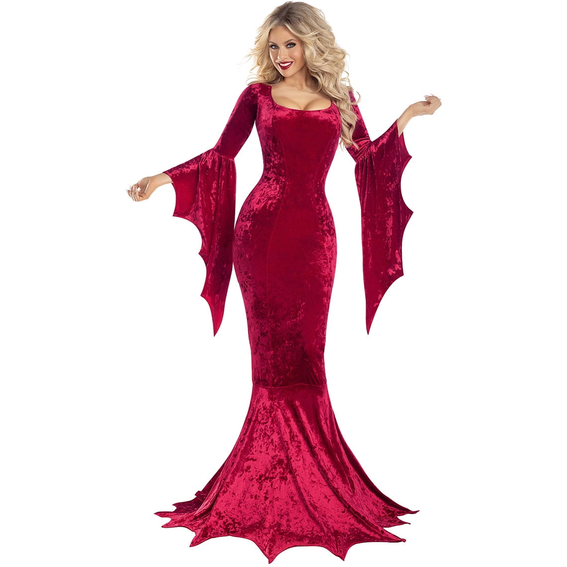 Witch Cosplay, Witch Costume, Witch Outfit, Witch Roleplay, Witch Cos, Vampire Womens Halloween Costumes Long Sleeves Mortician Costume Wrap Gothic Witch Dress Witchy Dress, Deep Red S