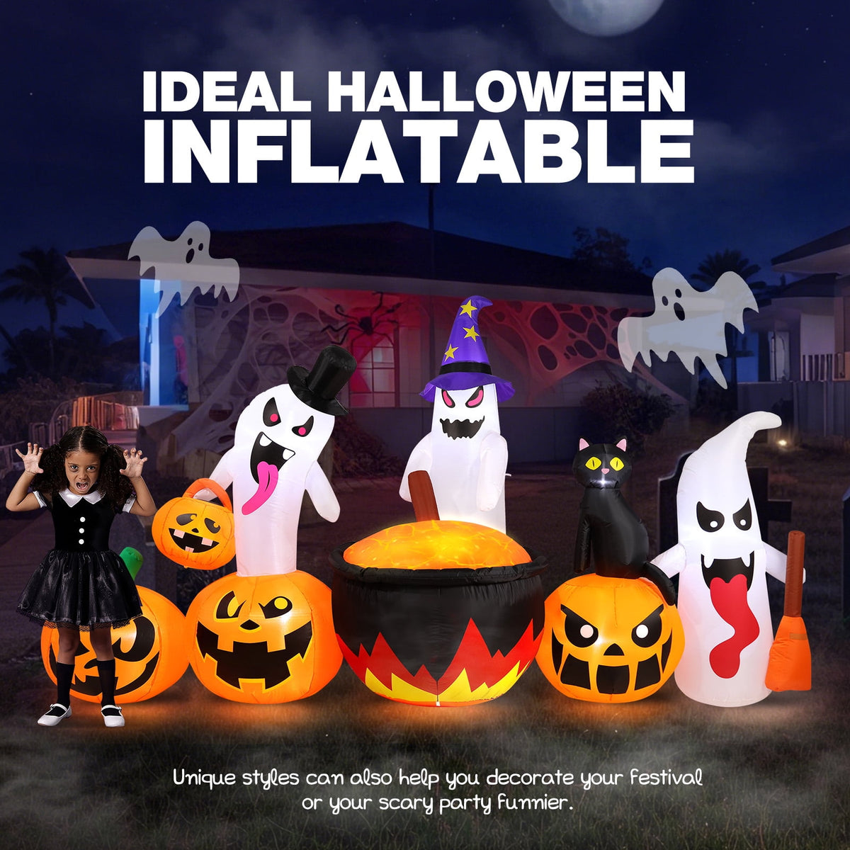 Ayieyill 10FT Halloween Inflatables Blow up LED Giant Red Ghost for Outdoor Halloween Yard Inflatables Garden Yard Lawn