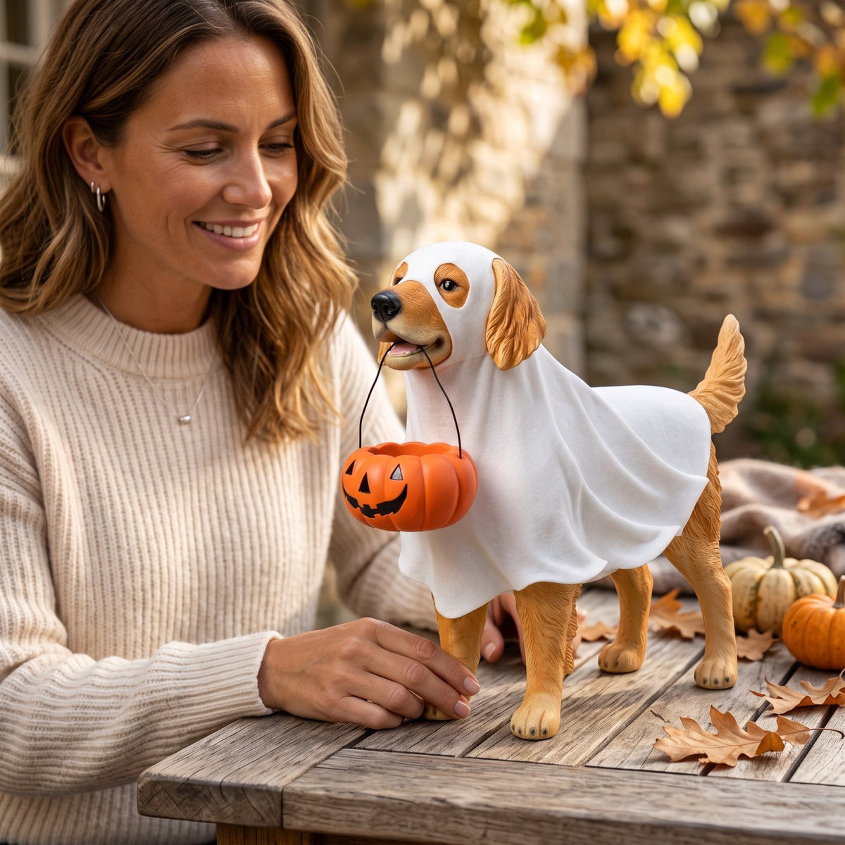 Halloween Ghost Decor 10", Witch Ghost Figurine for Porch Table, 1 Pack