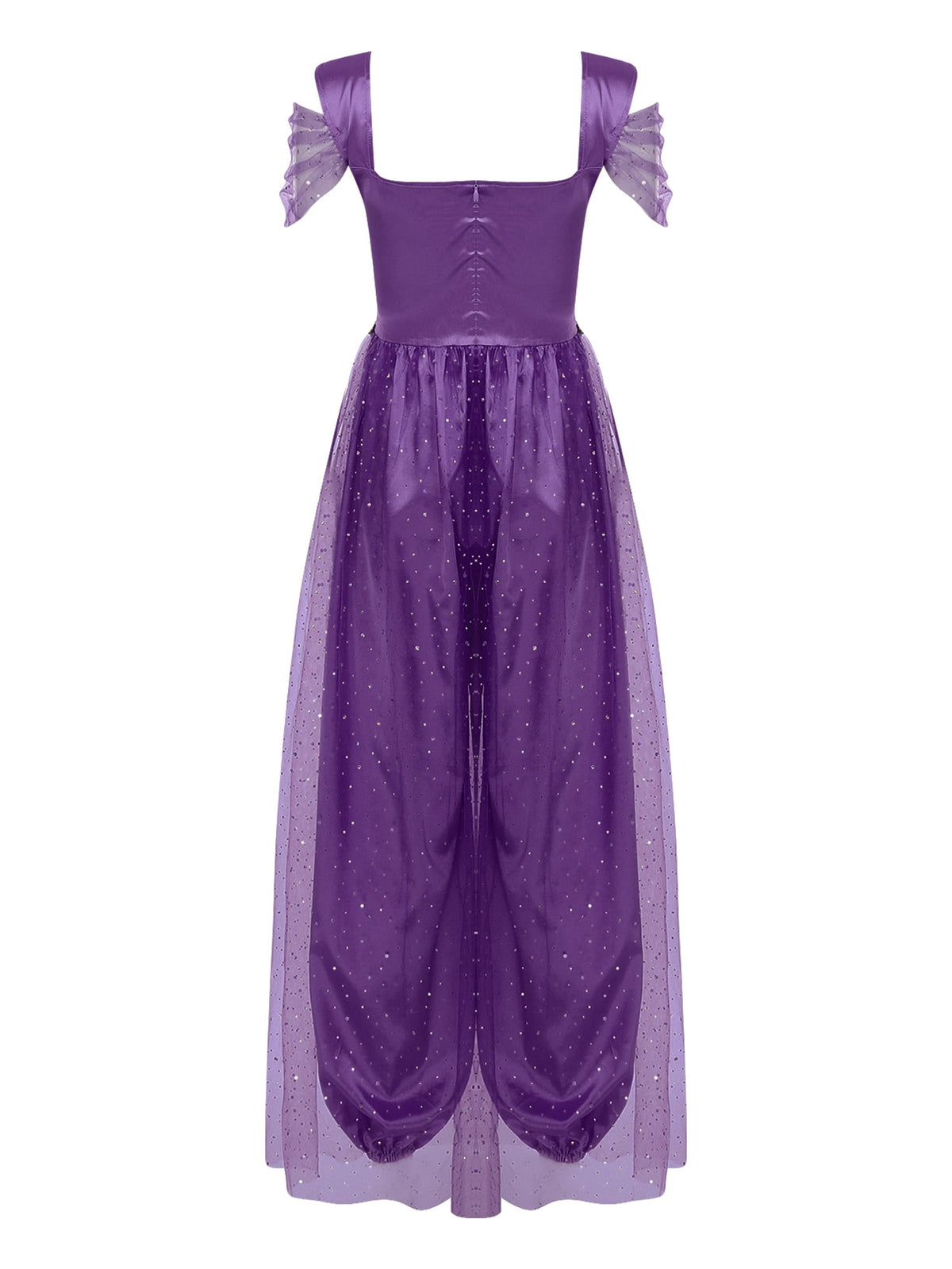 Aislor Women Halloween Arabian Princess Cosplay Costume Sequins Belly Dance Romper Jumpsuit Fancy Dress Lake Blue L
