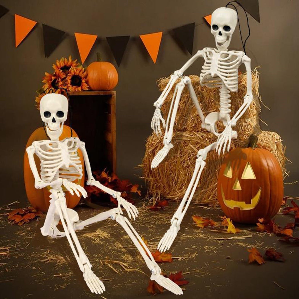 Qocolhg Halloween Posable Skeletons, Full Body Human Skeleton with Movable Joints for Halloween Haunted House Graveyard Party Scary Decor