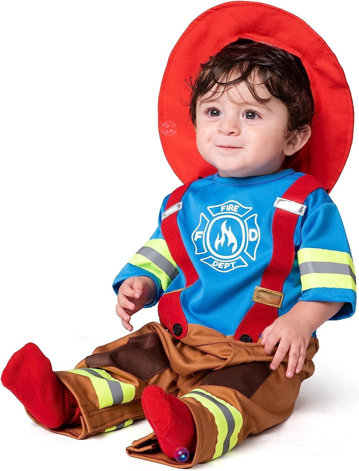 Joyfy Halloween Toddler Firefighter Costume, Fireman Costume for Infants Boys Halloween Party Dress up Cosplay