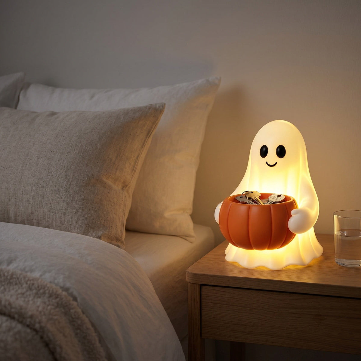 Halloween Ghost Coffee Stand Figurine, 2026 Spooky Decorative Ghost Statue for Shelf Desk Tabletop, Resin Halloween Ornament for Party, Farmhouse Seasonal Decor