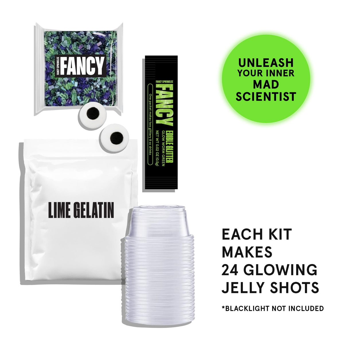 Fancy Sprinkles Eye of Newt Glitter and Glow Jelly Shot Kit, 8.7 oz