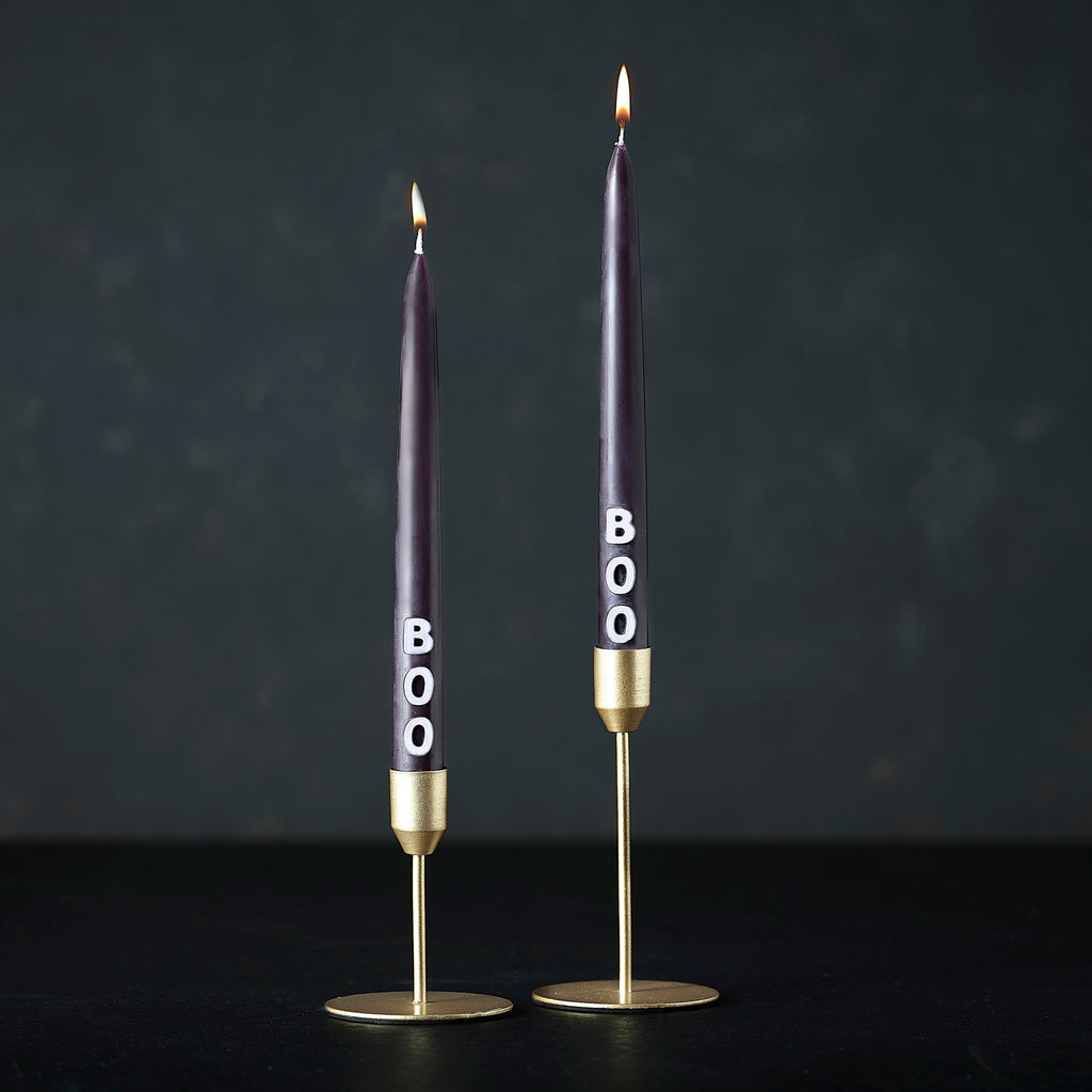 Tapered Black 'Boo' Candles - (2PK)