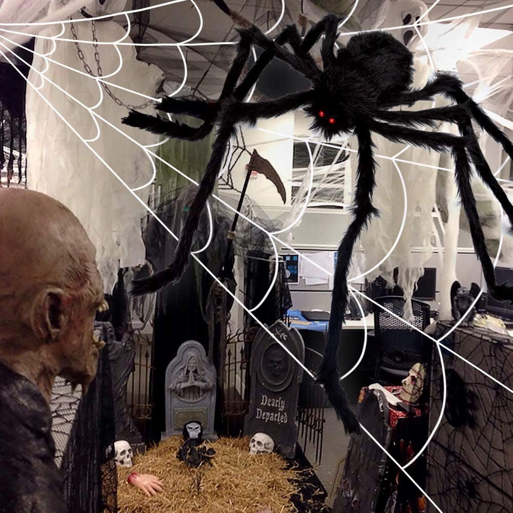 Ayieyill 200" Giant Spider Web with 49" Giant Spider Halloween Decorations Outdoor Indoor Scary Halloween Decor