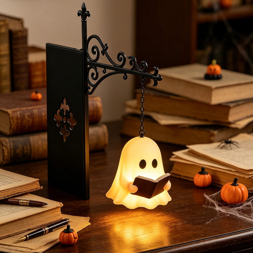 Diceymbol Halloween Decorations and Fall Decor, Halloween Venue Decoration Ghost Props LED Illuminated Ghost Decorations for Tabletop, Mantel, Shelf Indoor Outdoor 9.05 inch