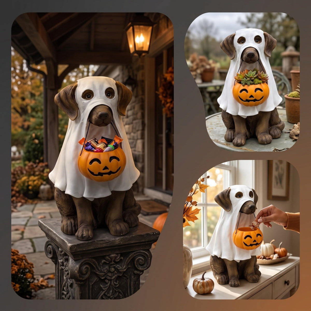 Halloween Ghost Decor 10", Witch Ghost Figurine for Porch Table, 1 Pack