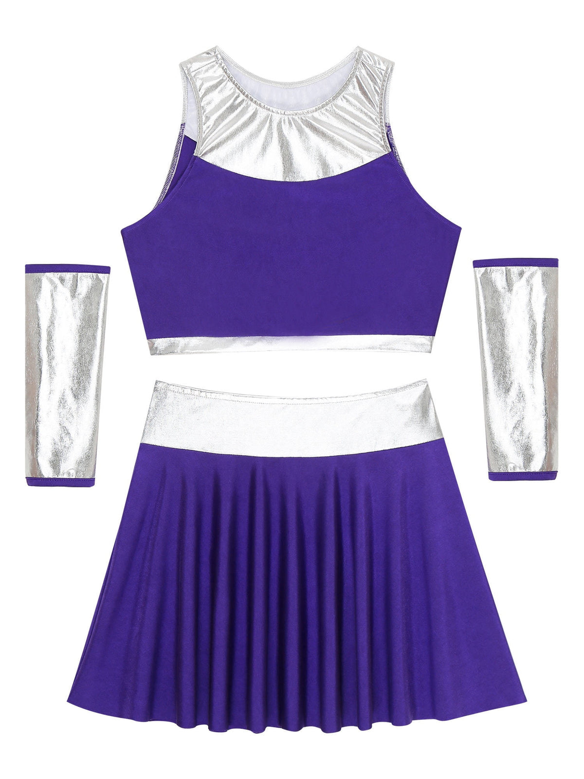 TiaoBug Womens Aline Cosplay Costumes Halloween Princess Outfits Sleeveless Crop Top Mini Skirt with Gloves Purple XXL