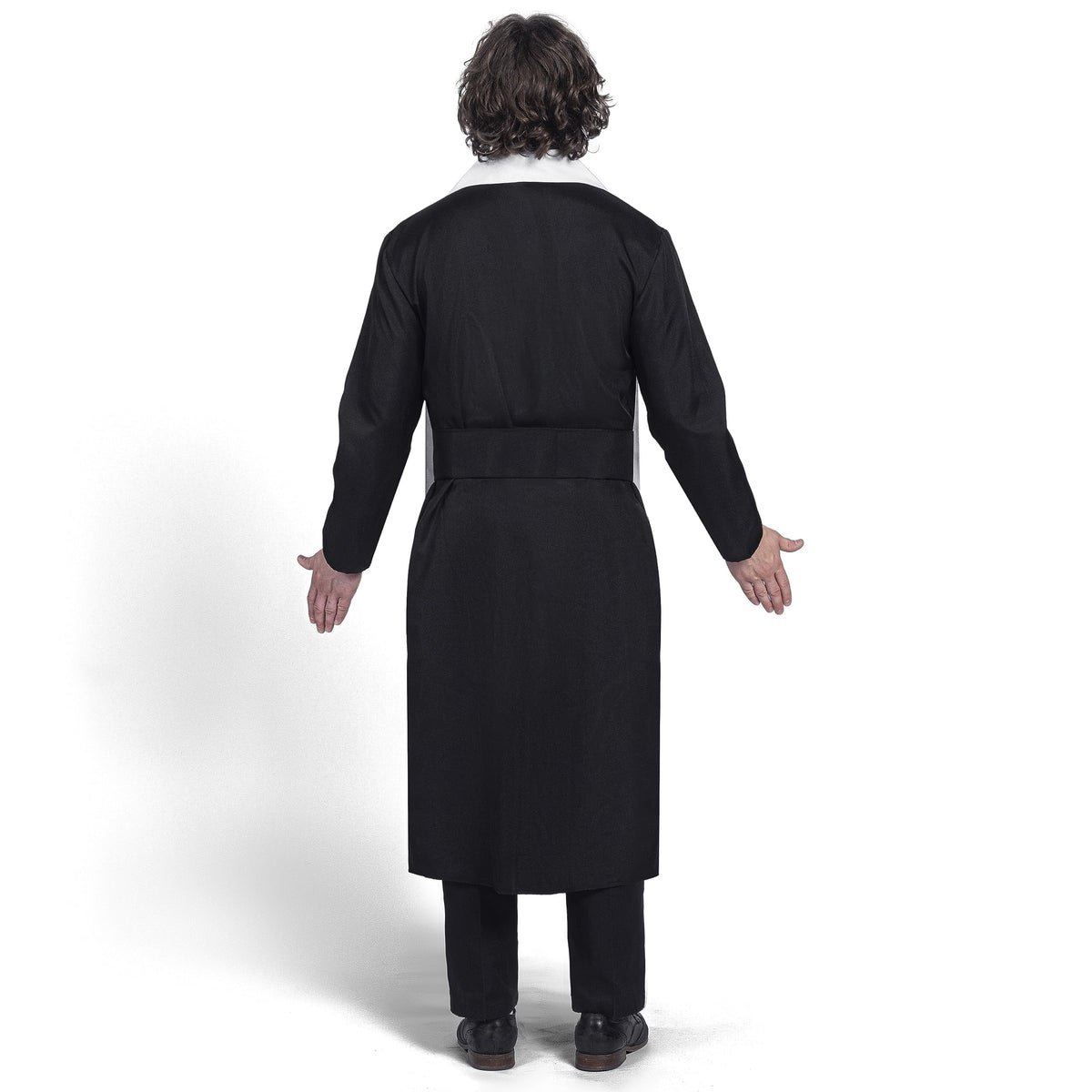 Joyfy Men's Priest Costume Black Priest Father Robe Stole for Halloween Party Dress up Cosplay
