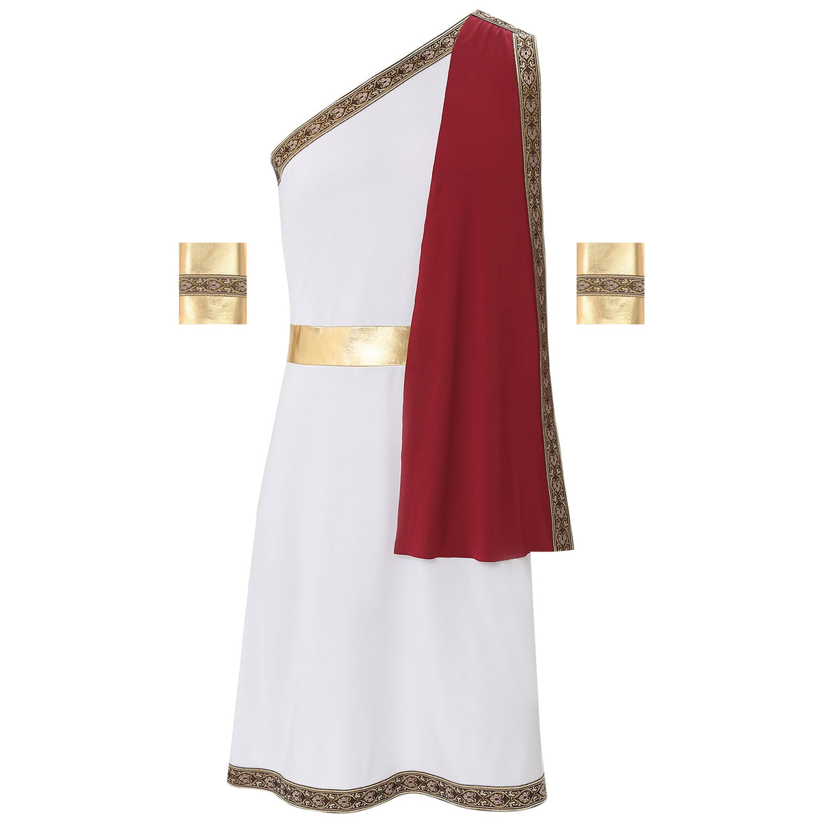 YiZYiF Mens Halloween Ancient Greek Cosplay Costume Roman Toga Caesar Party Fancy Dress Up Set Black S
