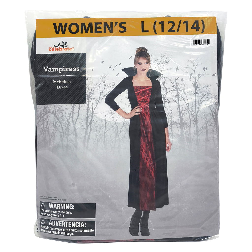 Vampiress Halloween Costume for Adults, Women's Size L (12/14), by Way to Celebrate