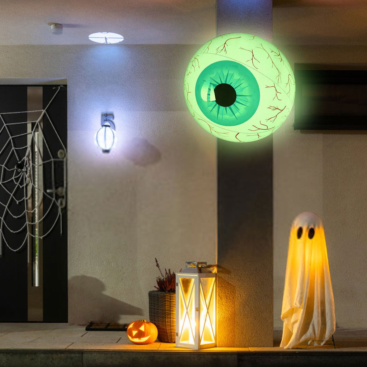 XEOVHV Halloween Glow Eye Ball Huge in The Dark Eyeball Halloween Fake Glow Spooky Eyes for Window Wall Door Garden Lawn Stage Prop Yard Hanging Supplies - C