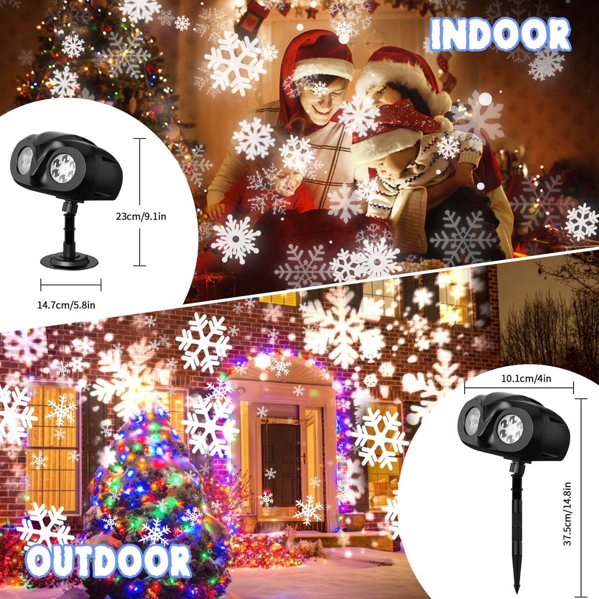 Small Owl Double-Tube Blizzard Projection light, holiday decoration ambient light, Christmas Halloween laser light, light show, waterproof function, indoor home, Christmas gift, wedding